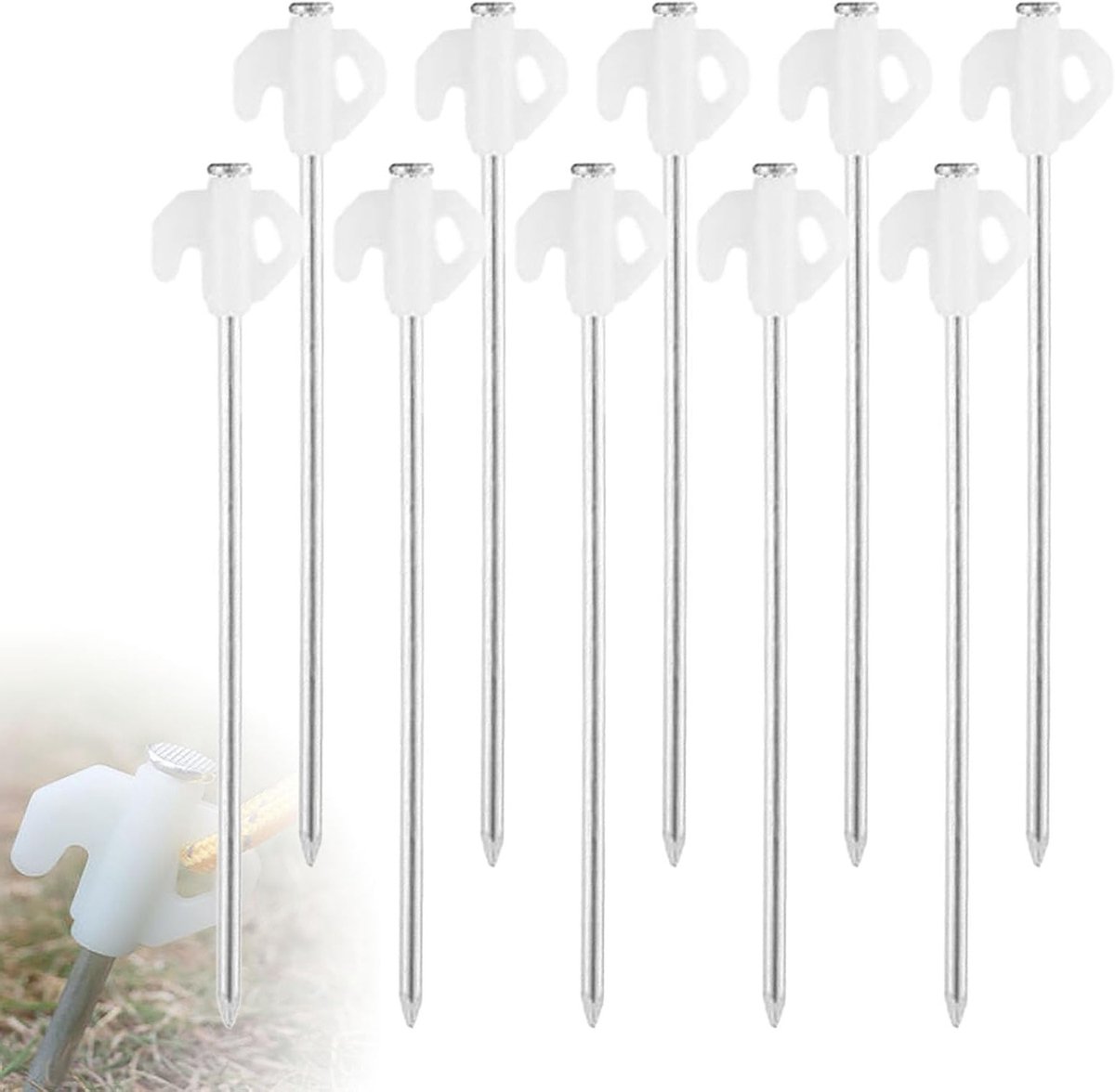 Set van 10 Fluorescerende Tentstaken van 20 cm, Stabiele Campingaccessoires voor Tent en Luifel, Ideaal voor Buitenactiviteiten en Kamperen