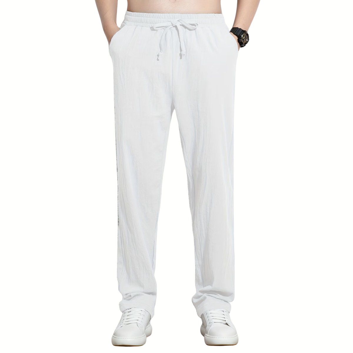 Currero Linnen Broek Heren - Zomerbroek - Volwassenen - Lange Broek - Pantalon - Strandbroek - Zomer - Ibiza Stijl - Wit XXXL