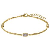 Lucardi - Dames Zilveren goldplated armband met hanger met zirkonia - Armband - 925 Zilver - Goudkleurig - 19 cm