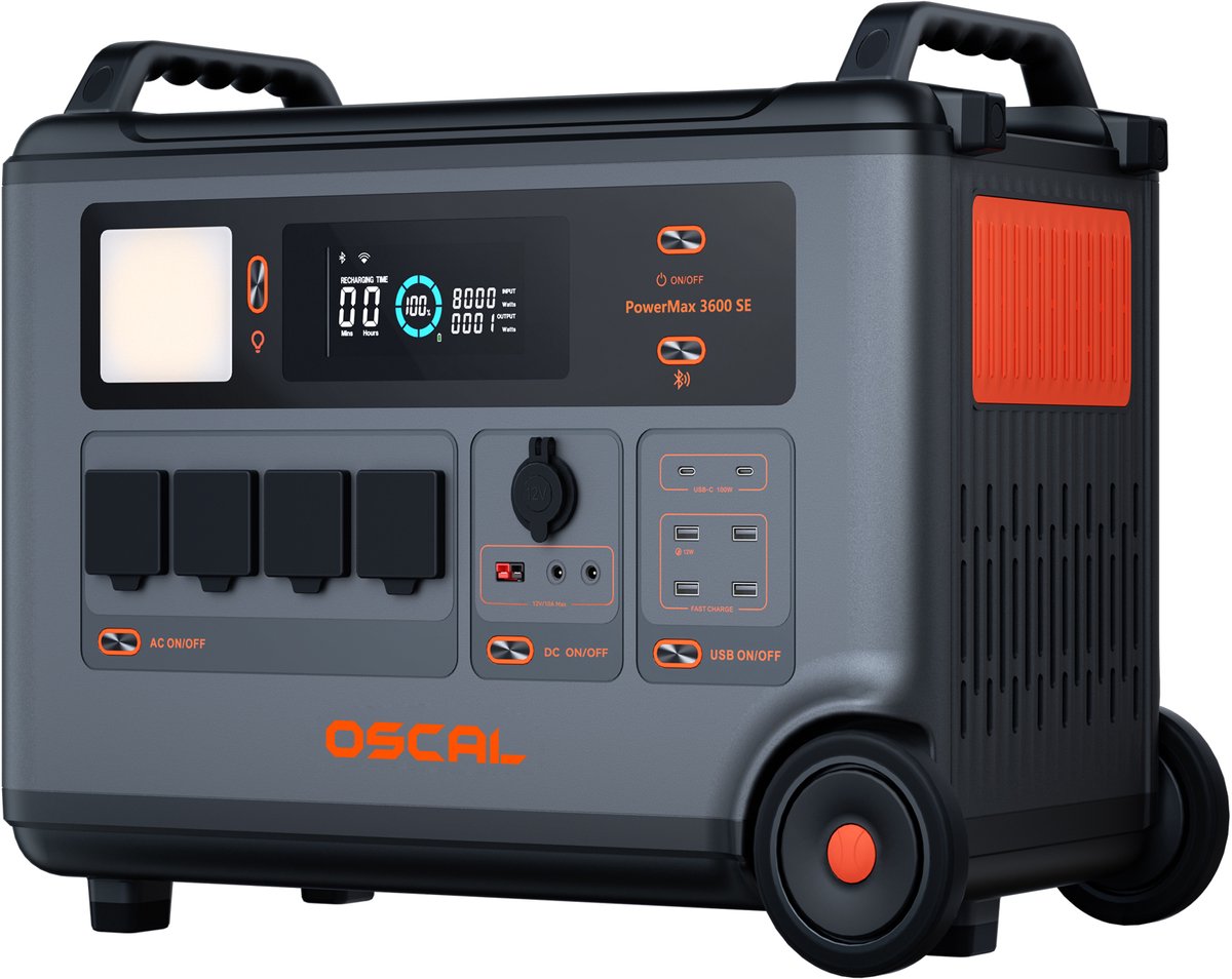 Draagbaar Powerstation 3600W - 3600Wh LiFePO4 Thuisbatterij - Generator met Zonnepaneel Aansluiting & App - Noodstroom & Outdoor