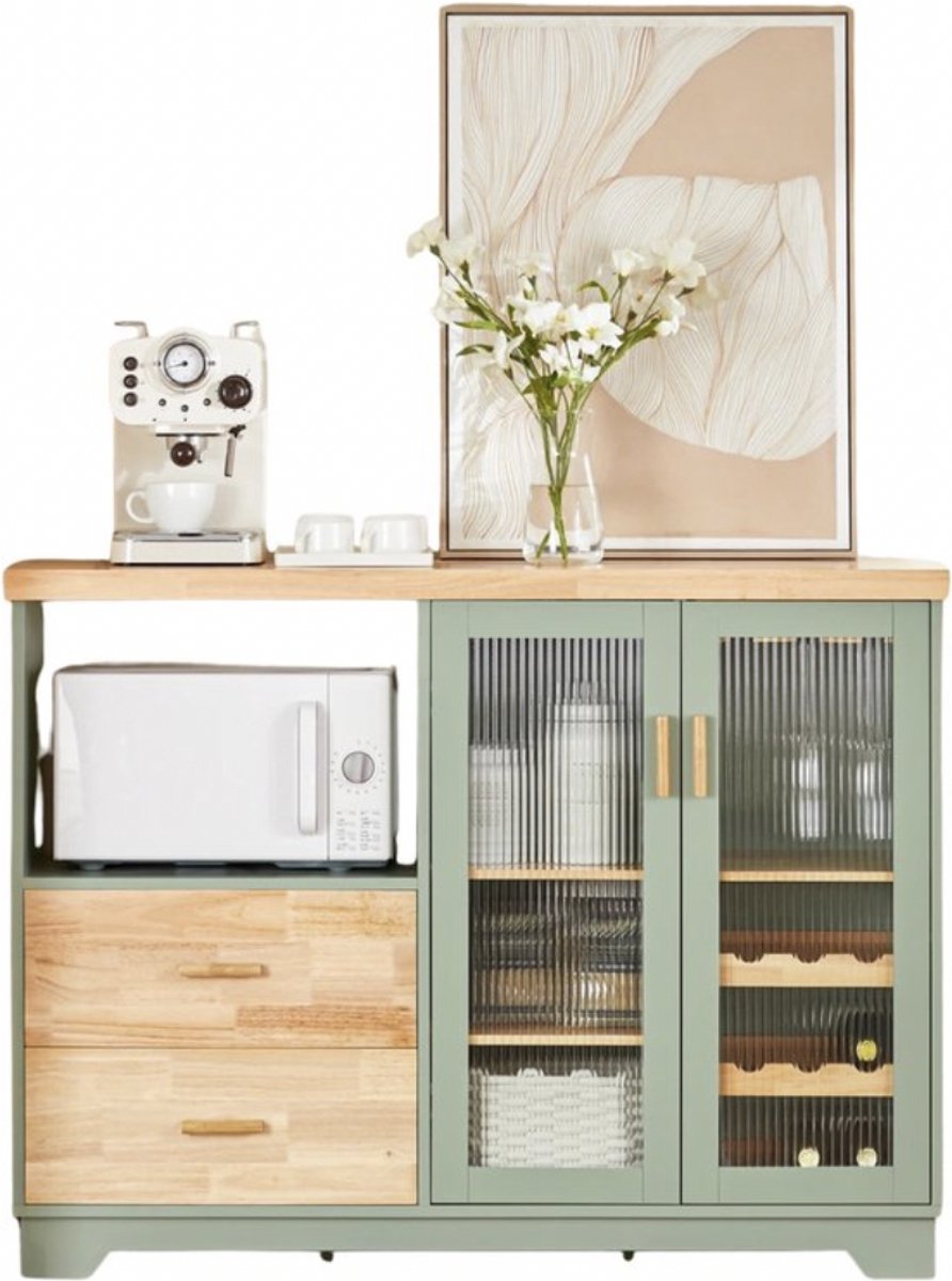 LUMÉ STORE Buffetkast - Keukenkast - Dressoir - Opbergkast - Wijnrek 8 Flessen - Magnetron