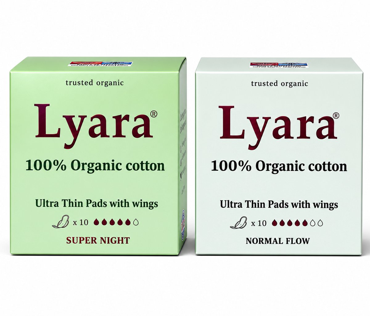 Lyara Biologisch Maandverband Multipack – 1x Normaal & 1x Super – 100% Katoen
