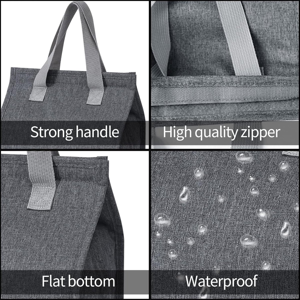 Isolatie Lunchtas - Grijs - Draagbare Thermotas - Waterdicht - Voor Werk en School