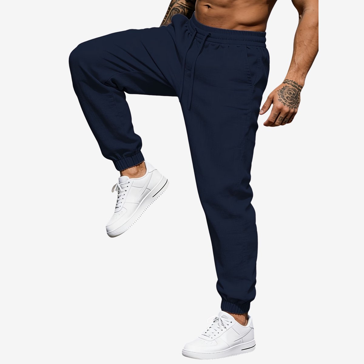 Currero Linnen Broek Heren - Zomerbroek - Volwassenen - Lange Broek - Pantalon - Strandbroek - Zomer - Ibiza Stijl - Marineblauw L