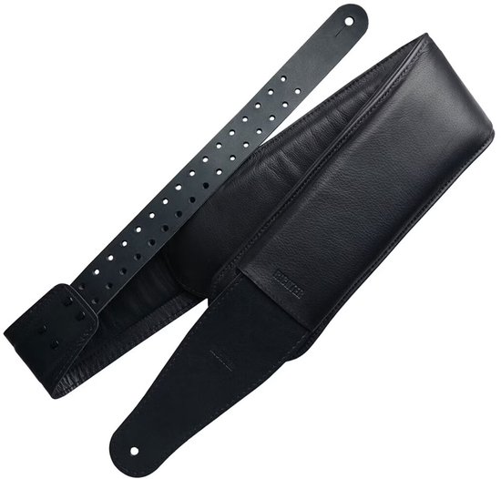 Richter 2061 Black Strapzilla V Guitar Strap Gevoerde leren gitaarband