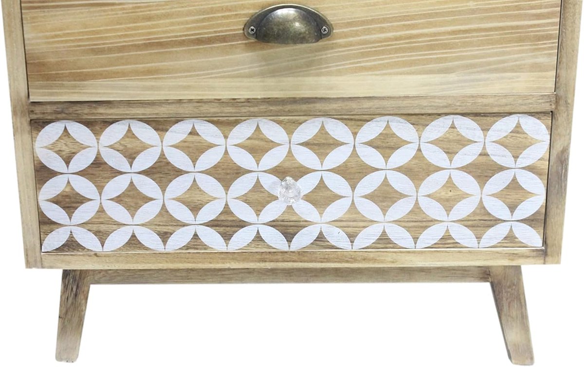Badkamerkast 4-Laden Commode 65 x 55,5 x 30 cm – Paulownia Hout Ladekast Shabby Chic Boho 
