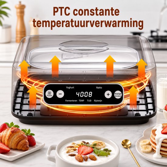 Sello! yoghurtmaker - probiotica - verbeterde darmgezondheid - nauwkeurige temperatuurregeling - timerfunctie - led-display - wit — afbeelding 3