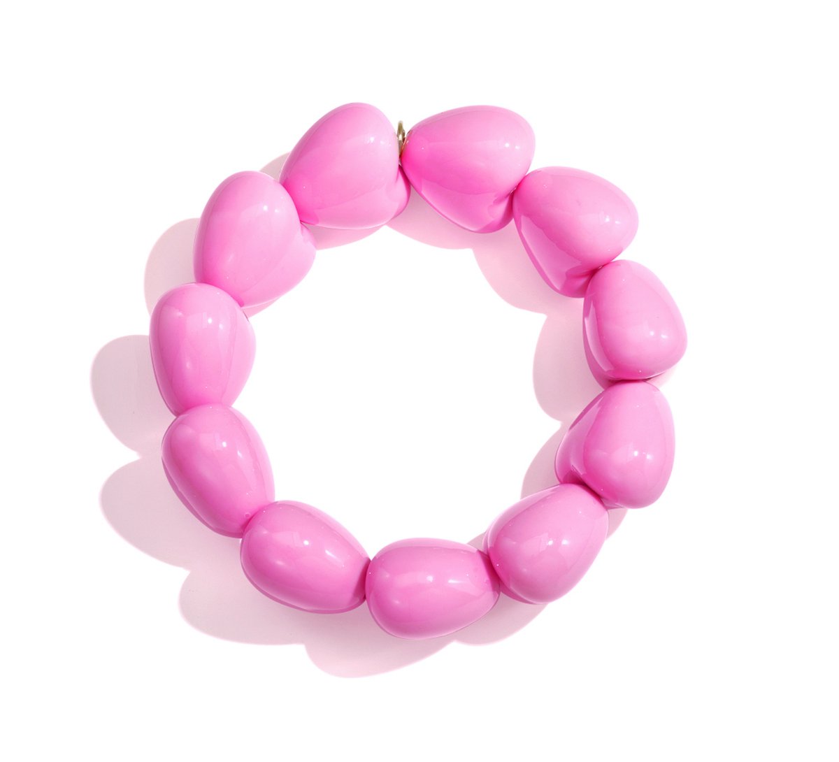 Armband met hartjes - Roze, zoet en schattig - Rekbaar - Resin en stainless steel - Damesdingetjes