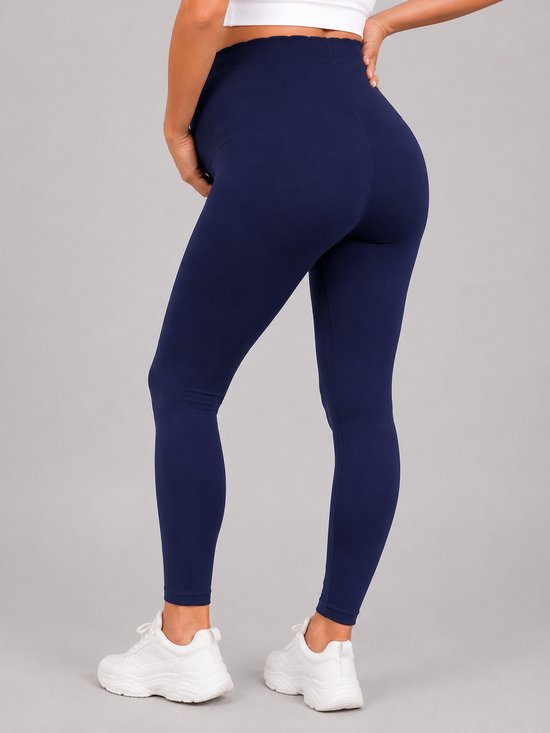SparkNine Bellyflex zwangerschap legging - XL - blauw - hoge taille - rekbaar - maternity - geribbelde tailleband - stijlvol & ademend van Merkloos — afbeelding 3