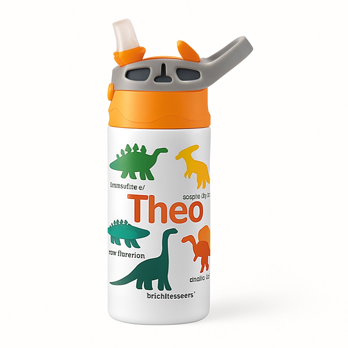 Klassieke 'il_1140xN.8155609628_rr02' Drinkfles – Stijlvolle Drinkfles voor Liefhebbers van Iconisch Design - Waterfles voor kinderen (wit/oranje)
