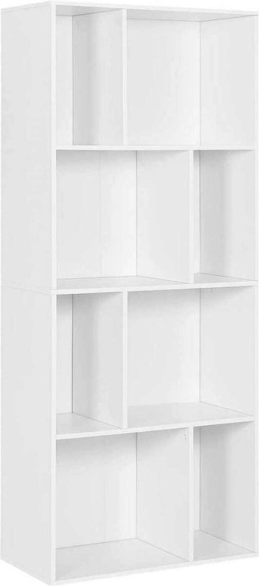 Boekenkast Wit - Hout en 8 Vakken - Geschikt voor Woonkamer en Kinderkamer