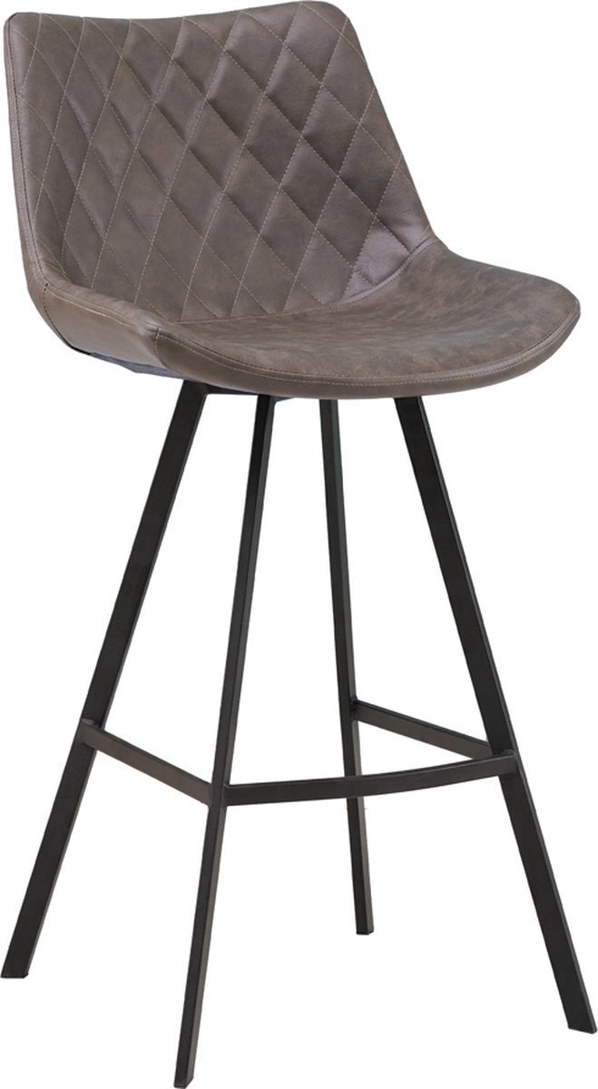 Saphly Barkrukken Set Taupe - Kunstleer, Met rugleuning en Voetsteun - Voor Keuken, Bar, Eetkamer en Woonkamer