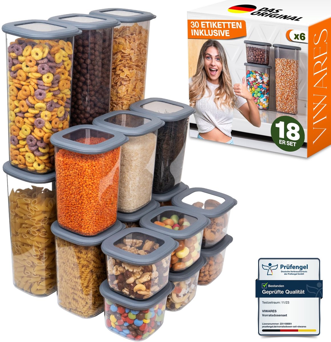 Dailygoods - 18-Delige Luchtdichte Voorraadbakken Set - BPA-Vrij voor Keukenorganisatie