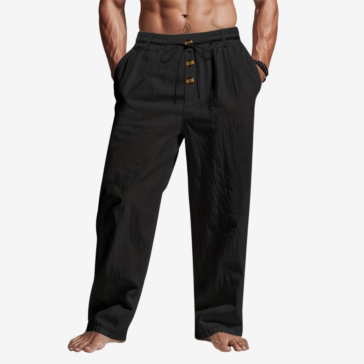 Currero Linnen Broek Heren - Zomerbroek - Volwassenen - Lange Broek - Pantalon - Strandbroek - Zomer - Ibiza Stijl - Zwart XL