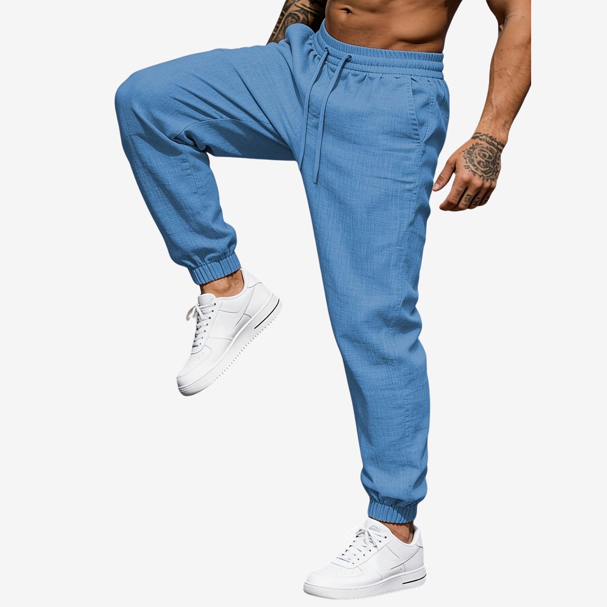 Currero Linnen Broek Heren - Zomerbroek - Volwassenen - Lange Broek - Pantalon - Strandbroek - Zomer - Ibiza Stijl - Hemelsblauw M