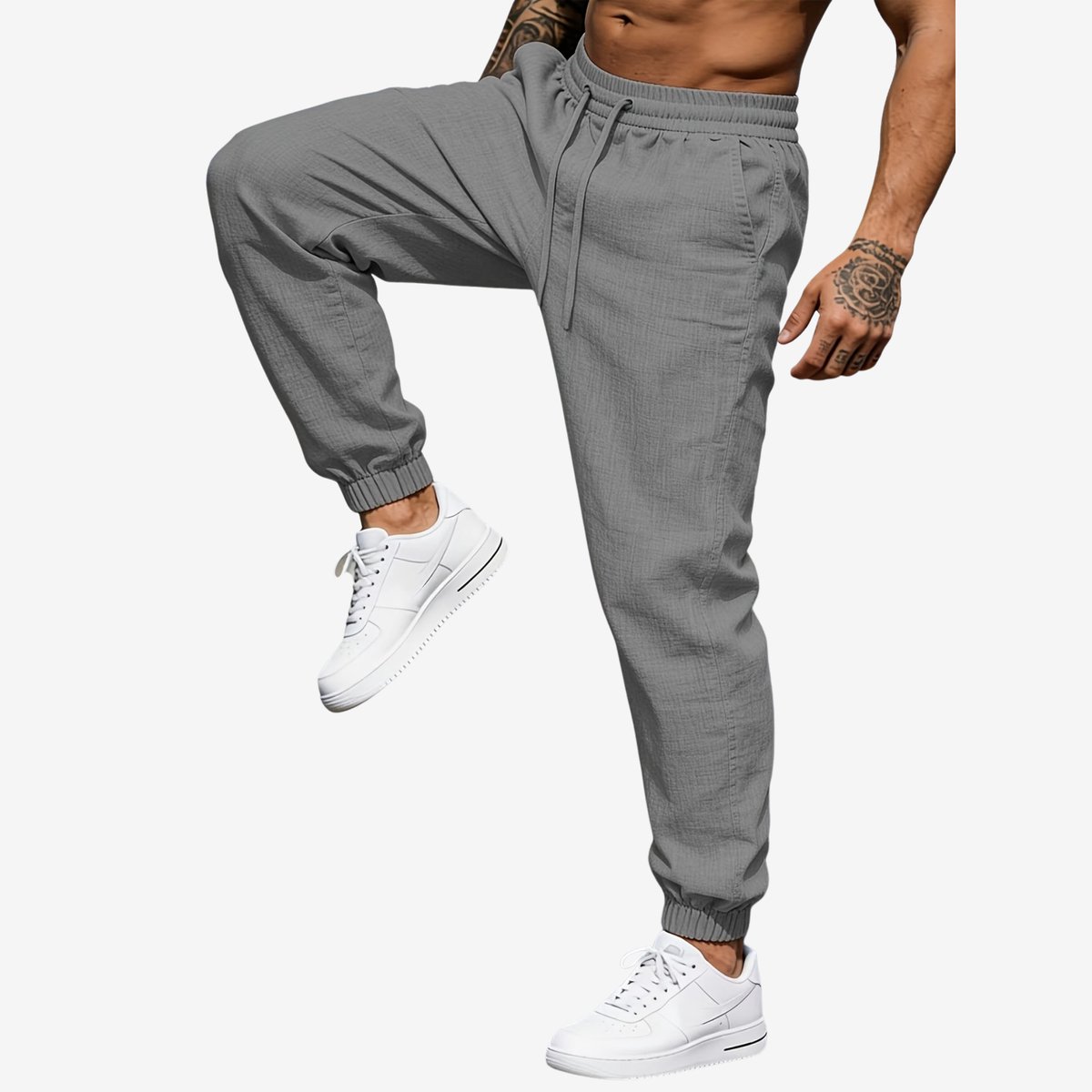 Currero Linnen Broek Heren - Zomerbroek - Volwassenen - Lange Broek - Pantalon - Strandbroek - Zomer - Ibiza Stijl - Grijs L