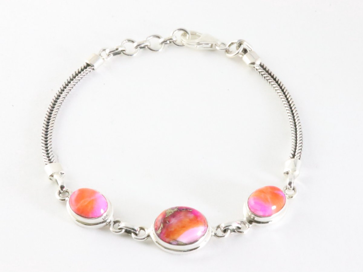 Zilveren armband met spin oyster turkoois