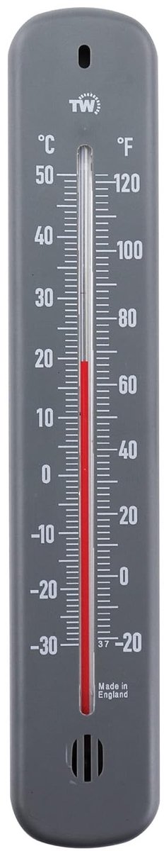 Kamerthermometer - Grijs - Wandmontage - Duidelijke afleesbaarheid - Voor Binnen en Buiten