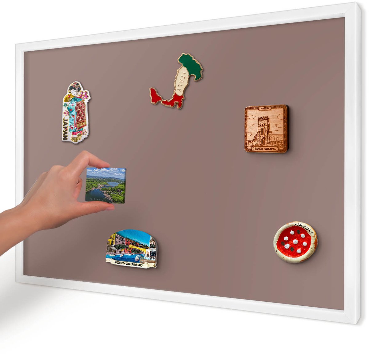 Artprintcave Rood Magneetbord mit Witte Lijst - 60x40 cm - Pastelbruin Notitiebord - Minimalist Wandbord Magnetisch - Achtergronden En Patronen