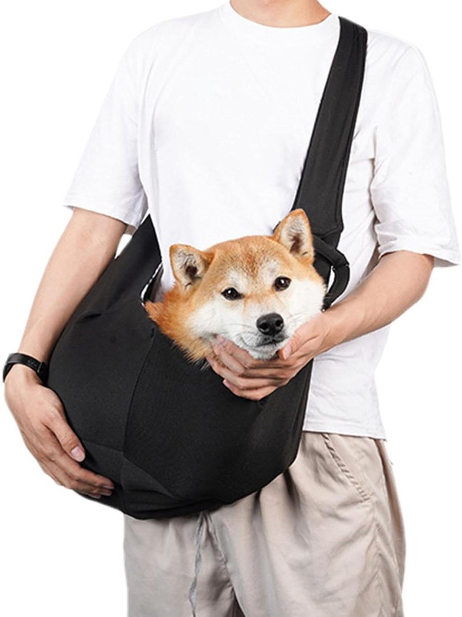Draagtas Kleine Hond - Hondenzak Draagbaar - Veilig Vervoer - Handsfree Ontwerp - 3-6 Pond - Zwart