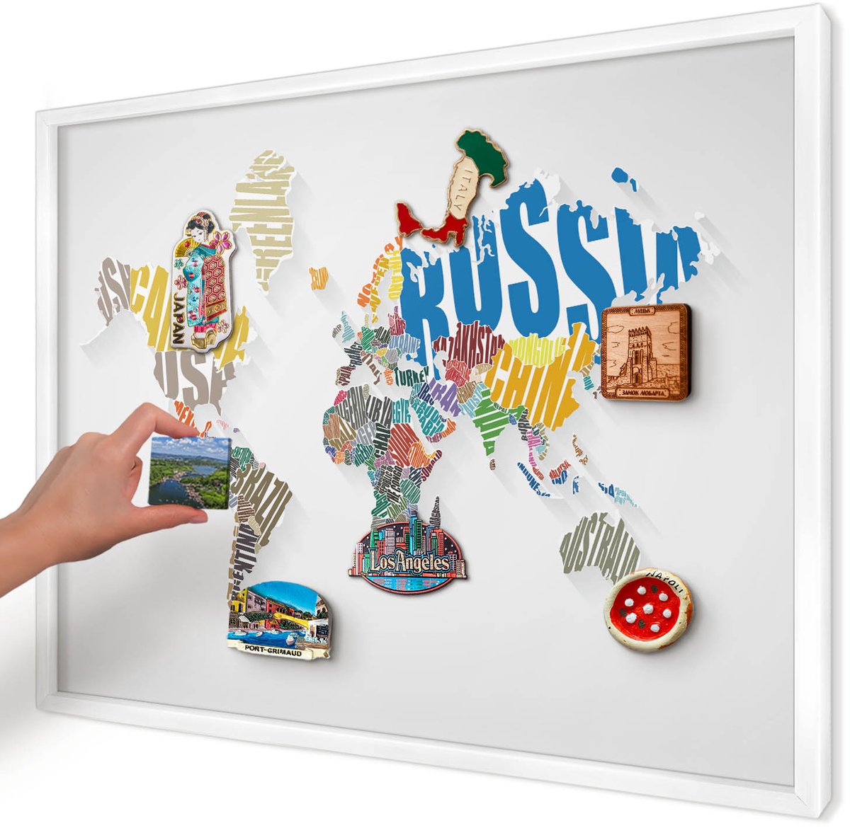 Artprintcave Wit Magneetbord mit Witte Lijst - 70x50 cm - Kleurenkaart Magnetisch Bord - Abstract Bord Voor Magneten - Kaarten