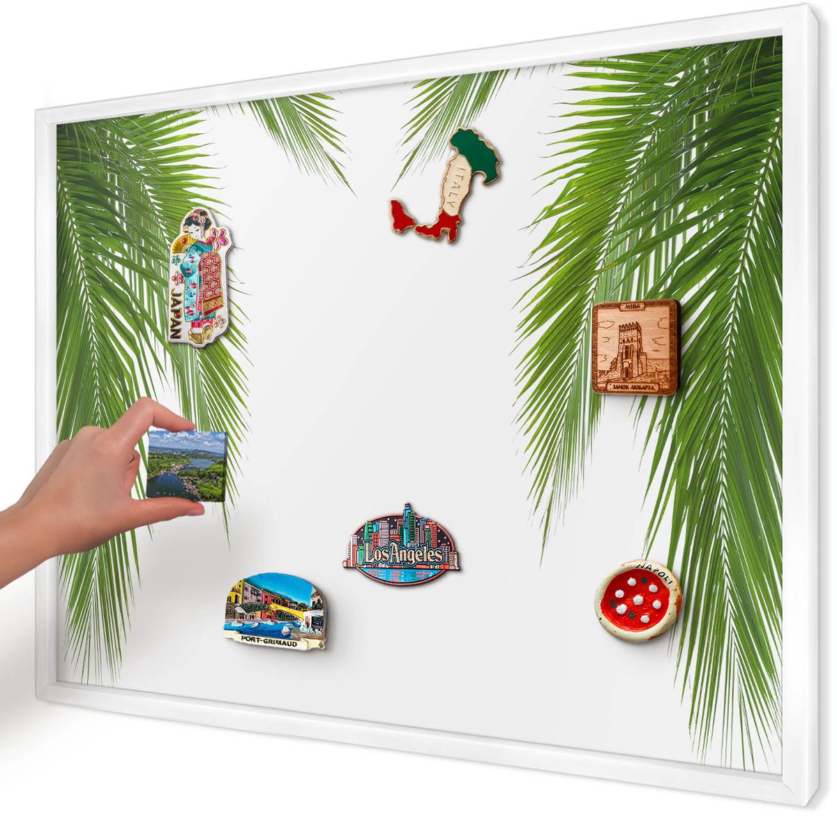 Artprintcave Groente Magneetbord mit Witte Lijst - 70x50 cm - Exotische Natuur Magnetisch Bord - Modern Wandbord Magnetisch - Natuur
