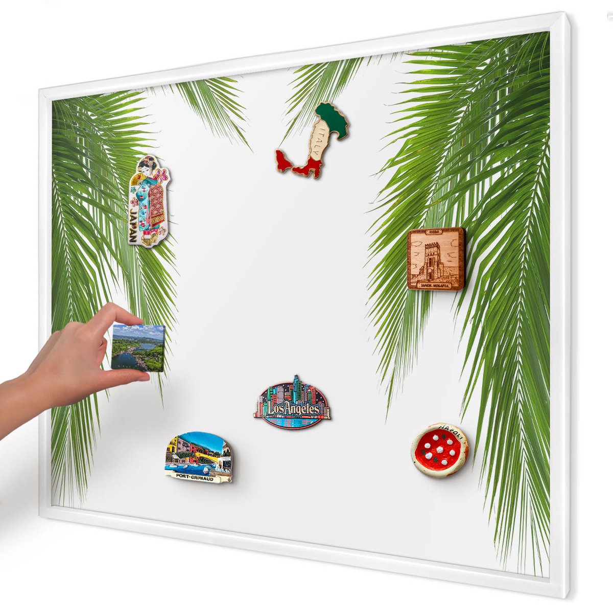 Artprintcave Groente Magneetbord mit Witte Lijst - 80x60 cm - Exotische Natuur Notitiebord - Modern Bord Voor Magneten - Natuur