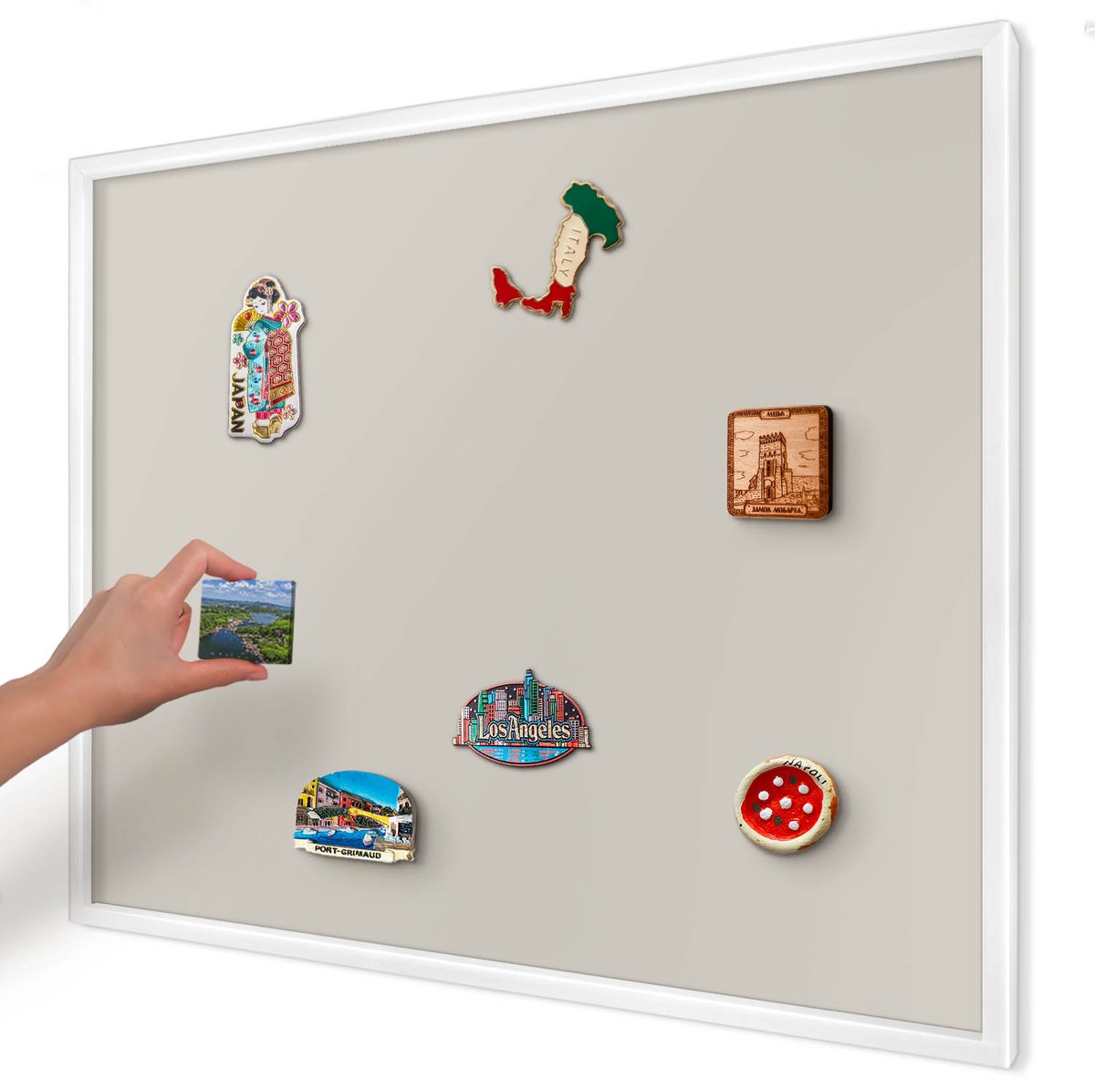 Artprintcave Romig Magneetbord mit Witte Lijst - 80x60 cm - Warme Steen Magneet Bord mit Frame - Minimalist Wandbord Magnetisch - Achtergronden En Patronen