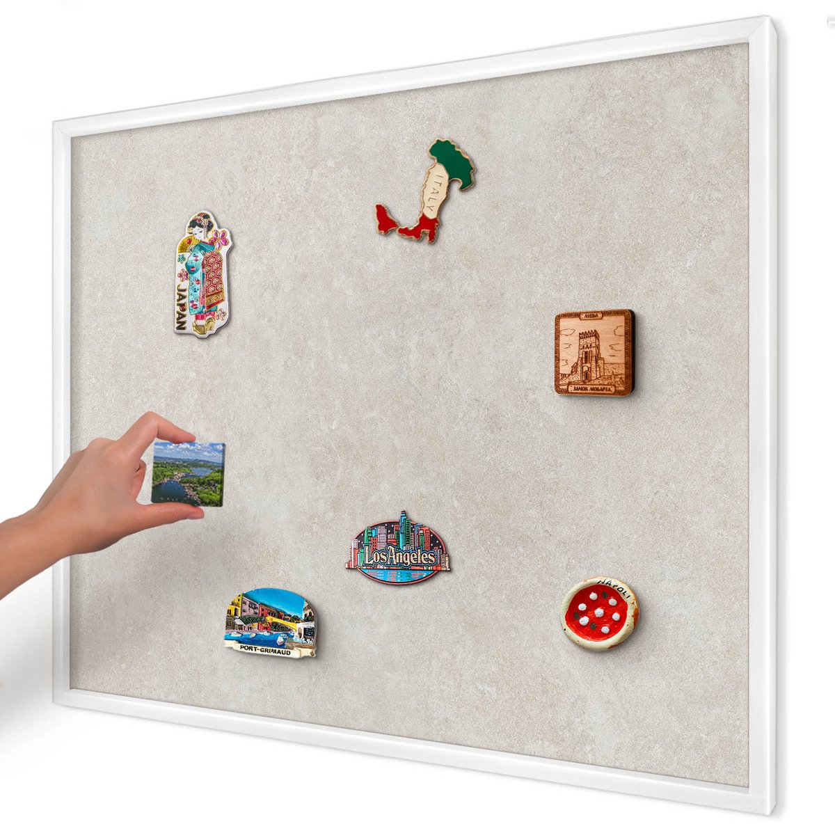 Artprintcave Beige Magneetbord mit Witte Lijst - 80x60 cm - Natuurlijke Elegantie Bord Voor Magneten - Modern Magneet Bord mit Frame - Texturen