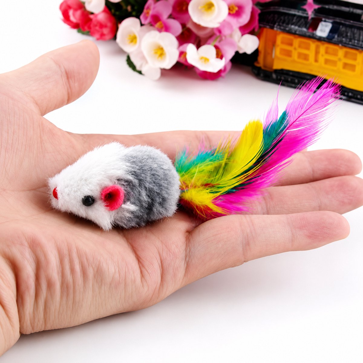Pluche Speelmuis voor Katten – Kattenspeelgoed met Rammelaar – Speelmuis – Interactief Katten Speeltje – Zachte Pluche Muis – 1 Stuk thumbnail 3