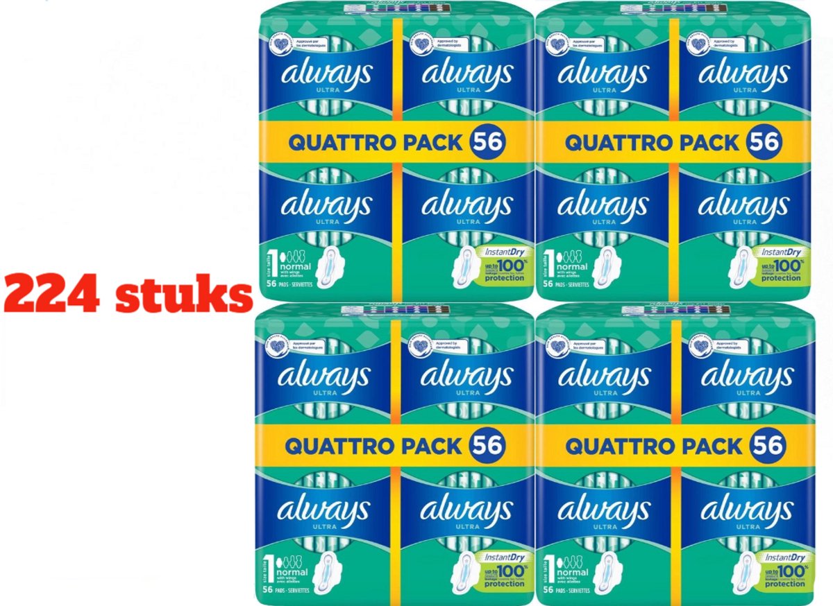 Always Maandverband Ultra Normal Plus Voordeelverpakking 224 stuks