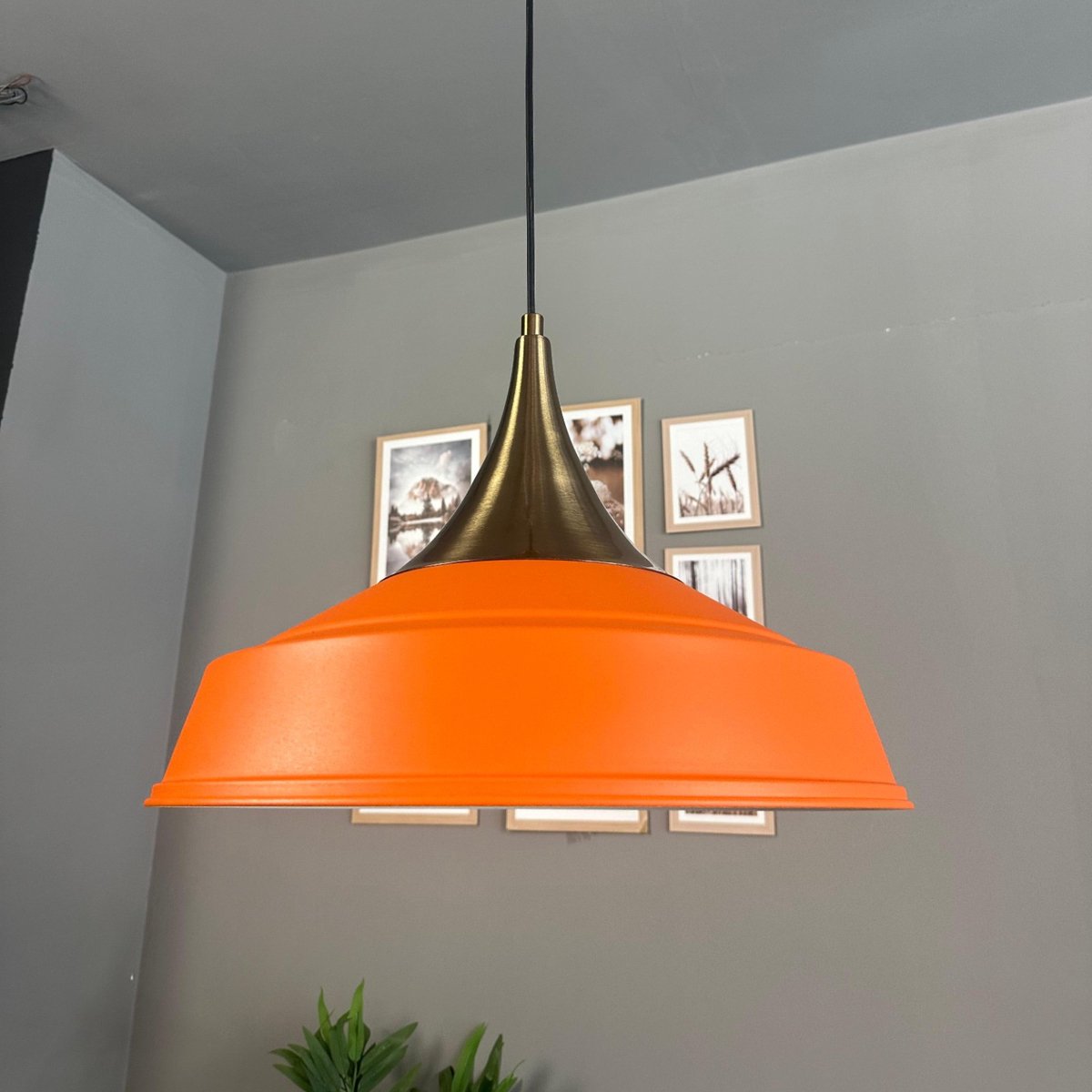 Bamyum Asletl hanglamp, industriële Modern stijl, Ø41 cm, oranje metalen lamp