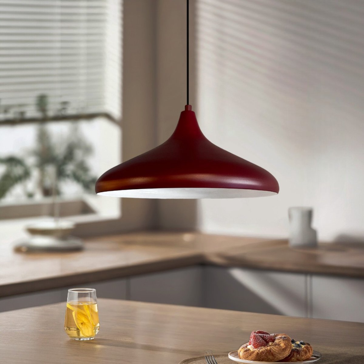 Bamyum Champion hanglamp, industriële Modern stijl, Ø35 cm, bordeaux metalen lamp