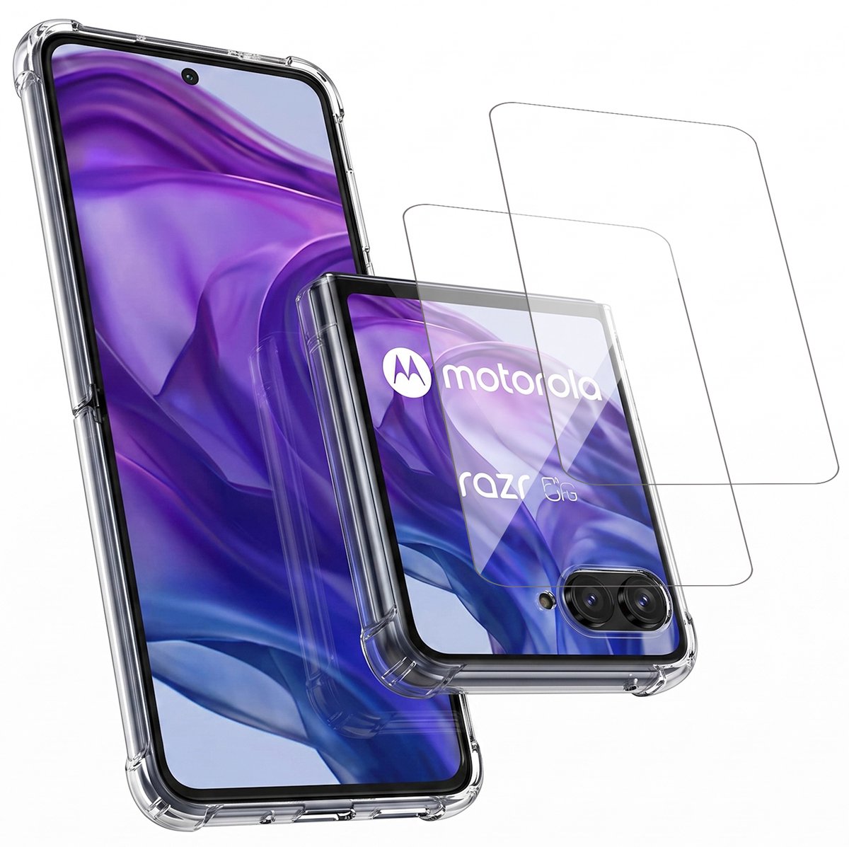 Hoesje geschikt voor Motorola Razr 70 Plus / 50 Ultra – CrystalClear Back Cover – Schokbestendig – 2 Stuks Screenprotector Glas
