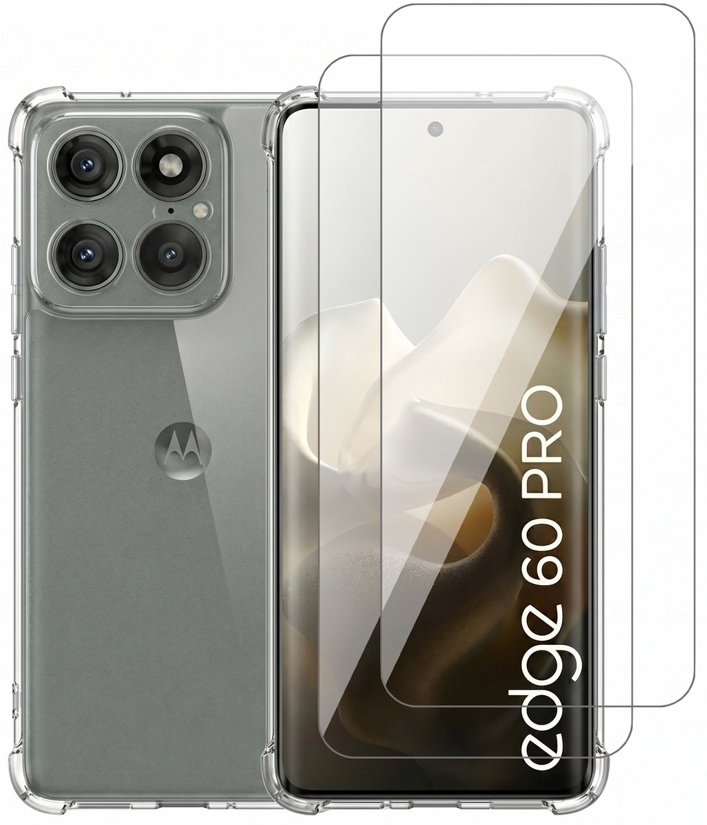 Hoesje geschikt voor Motorola Moto Edge 60 Pro – CrystalClear Back Cover – Schokbestendig – 2 Stuks Screenprotector Glas