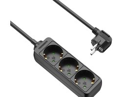 Connexxis stekkerdoos, zwart, 1,5 m