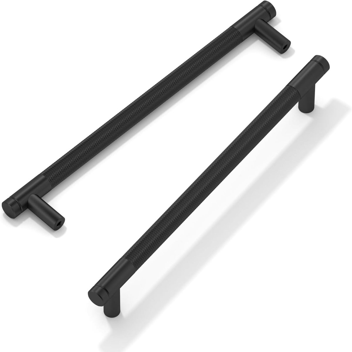 Moderne Deurgrepen voor Keukenkastjes - 10 Stuks Matte Zwart - 192mm Gatafstand - Serrated Handgrepen voor Meubels en Laden