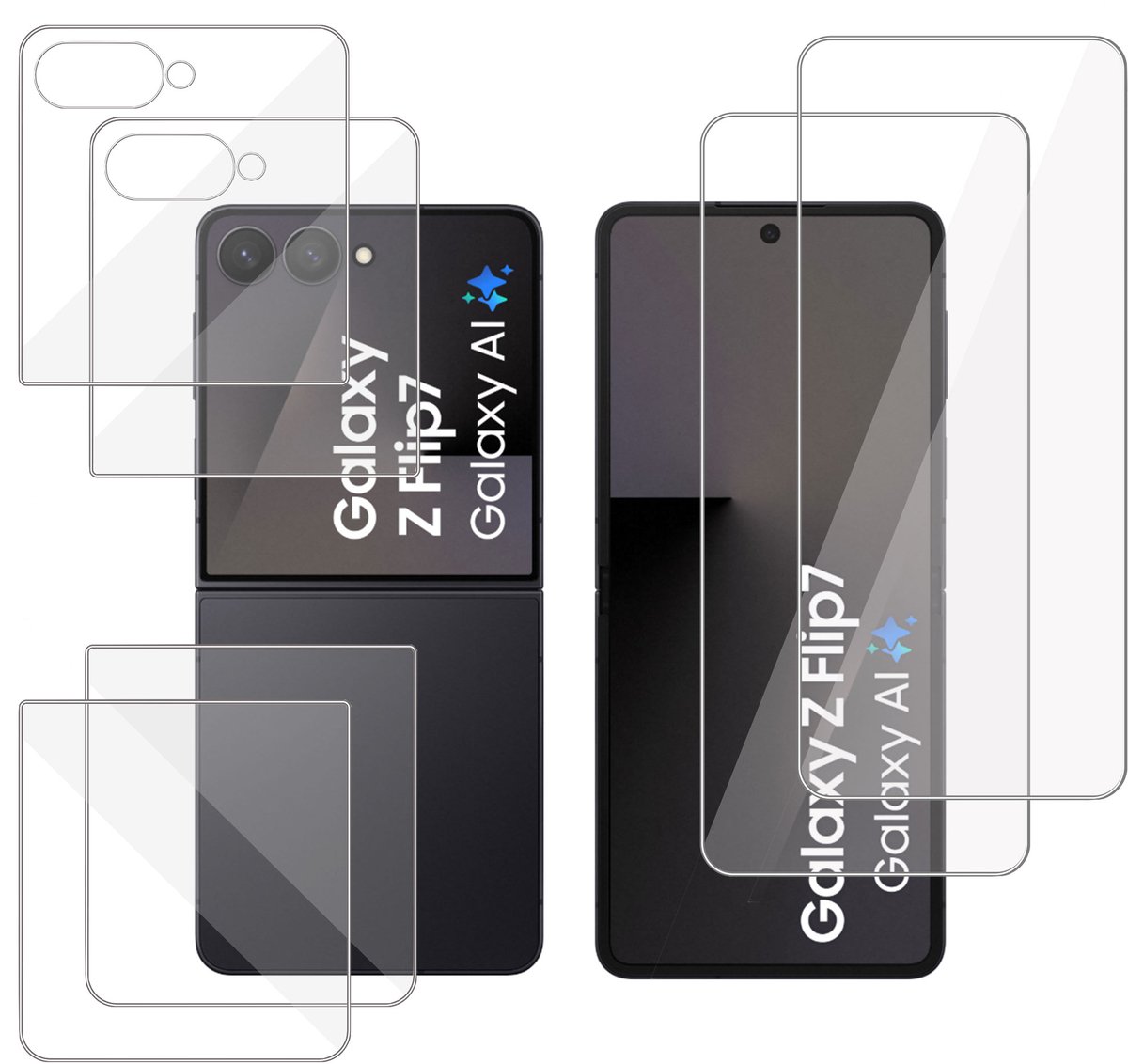 2x Screenprotector geschikt voor Samsung Galaxy Z Flip 8 / Flip 7 - Volledige Dekking - Folie geschikt voor Samsung Galaxy Z Flip 8 / Flip 7