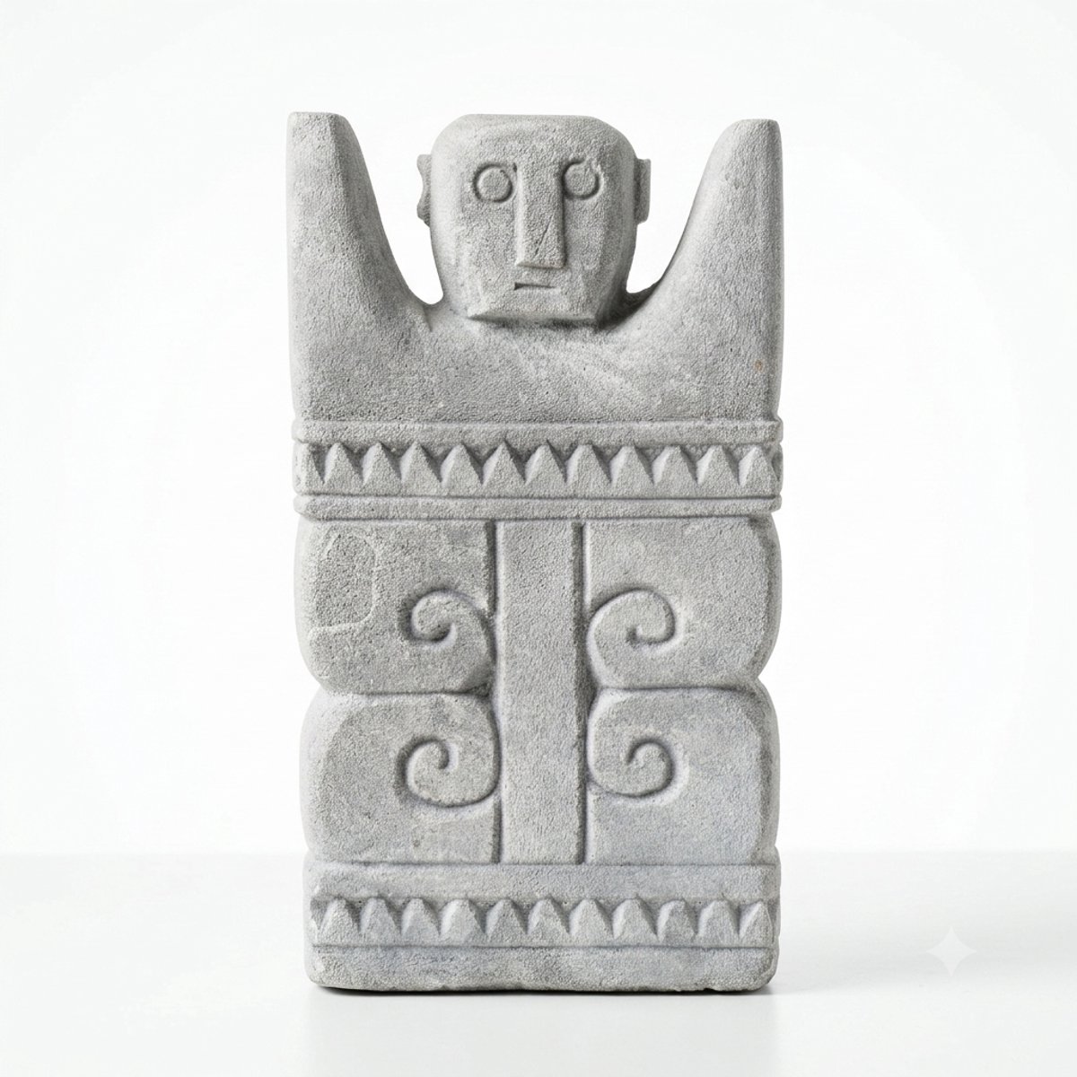 Sumba Beeld uit Bali – Massief Hardsteen – Lichtgrijs – 22 cm – Decoratieve Sculptuur - Handgemaakt