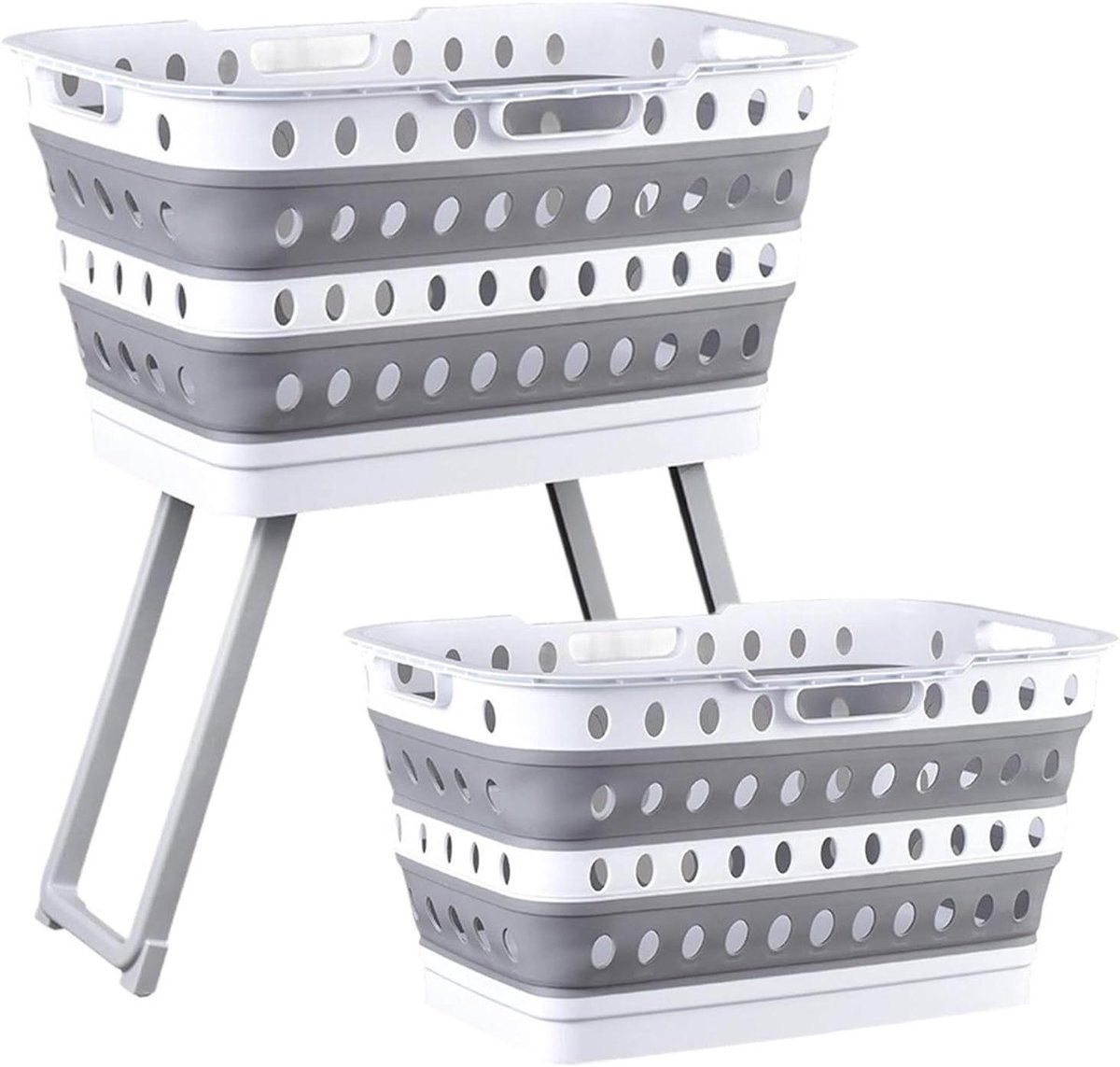 Wasmand Opvouwbaar - Opberger Standaard - Was Sorteren - Kantelvaste Constructie - 41 x 8 x 60 cm - Enkel attribuut