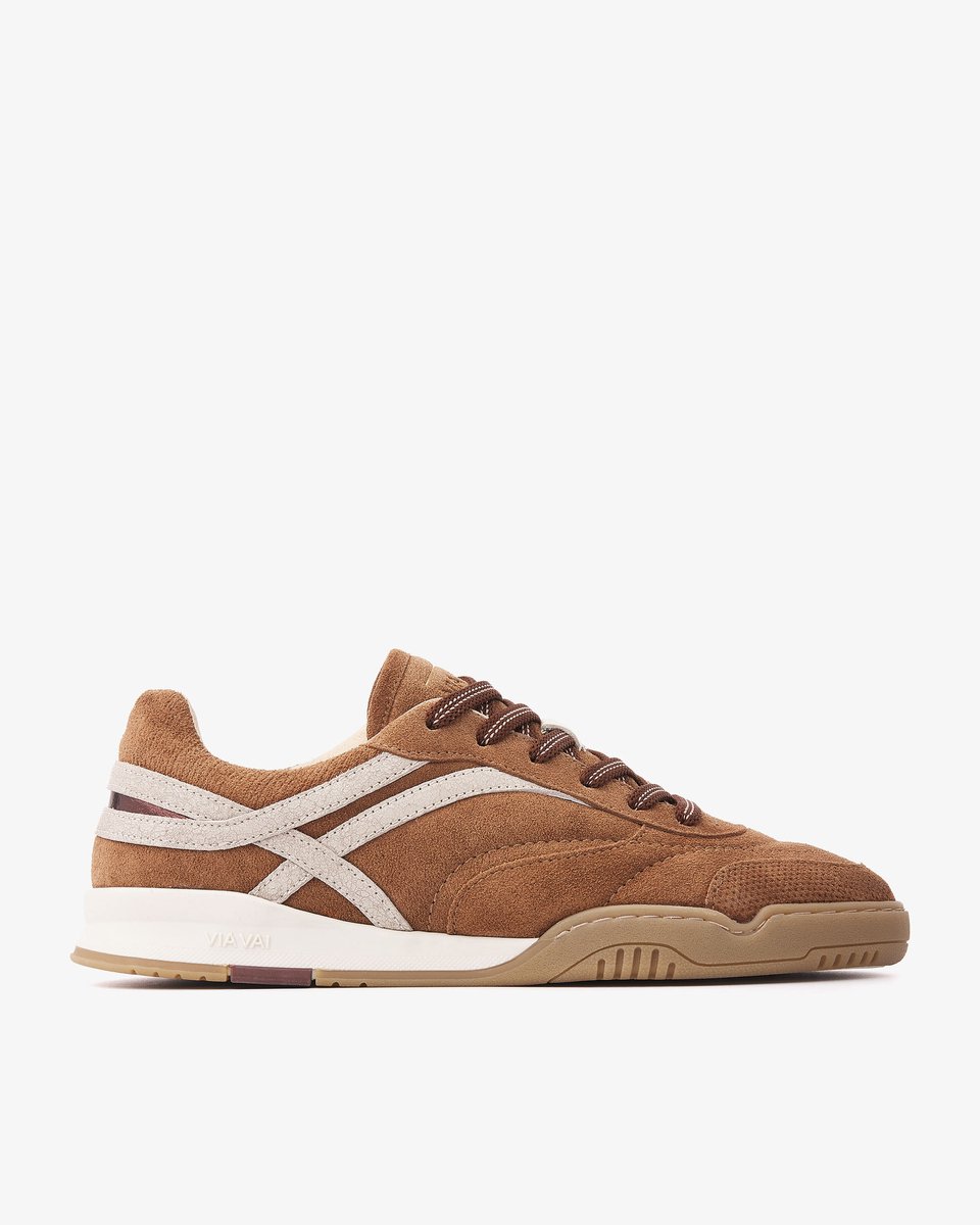 VIA VAI Kris Dante Sneakers Dames - Leer,Suède - Cognac - Maat 38
