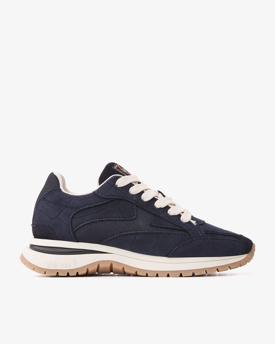 VIA VAI Usher Riggs Sneakers Dames - Mesh,Suède - Blauw - Maat 39