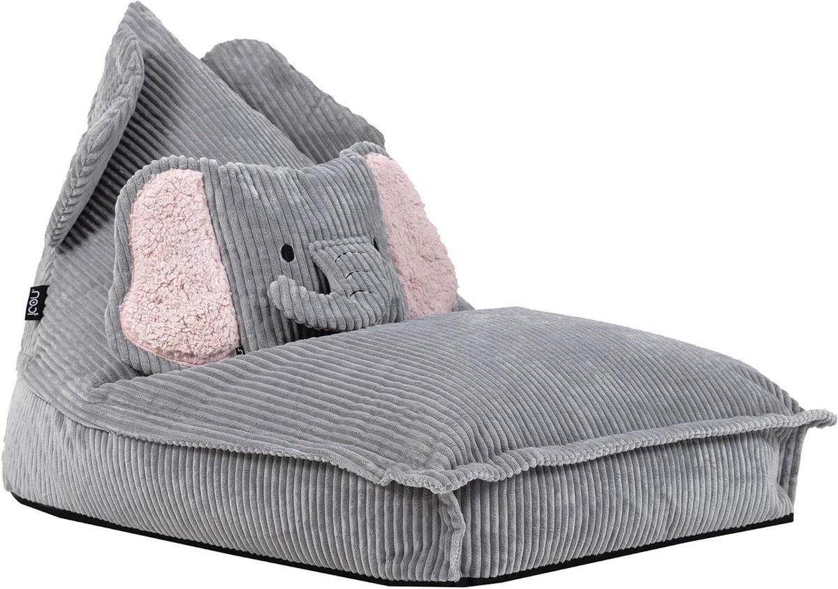 Kinder Zitzak Olifant - Kinderstoel Kids Stoel - Ontspannen en Spelen - Zacht Corduroy Materiaal - 102 cm Diep - Grijs