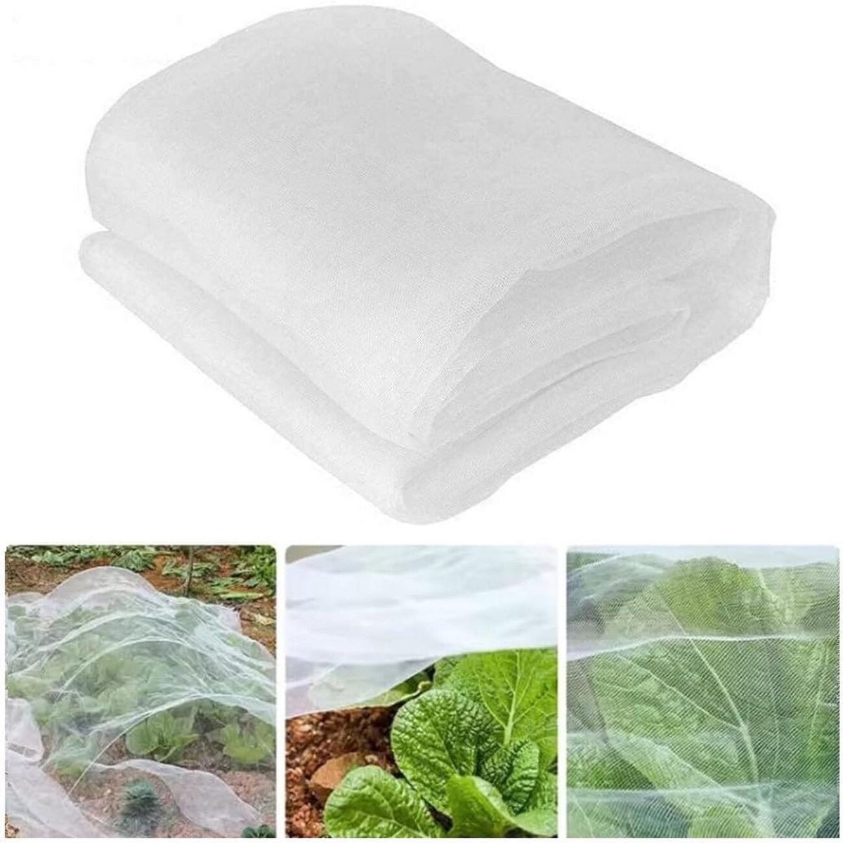 QTTVBTNA – Tuinnet Insectengaas – Beschermnet voor Groenten, Fruit, Bloemen en Planten – Fijnmazig Gaas voor Moestuin, Serre, Kweekbed en Tuin – 2,5x7,5m