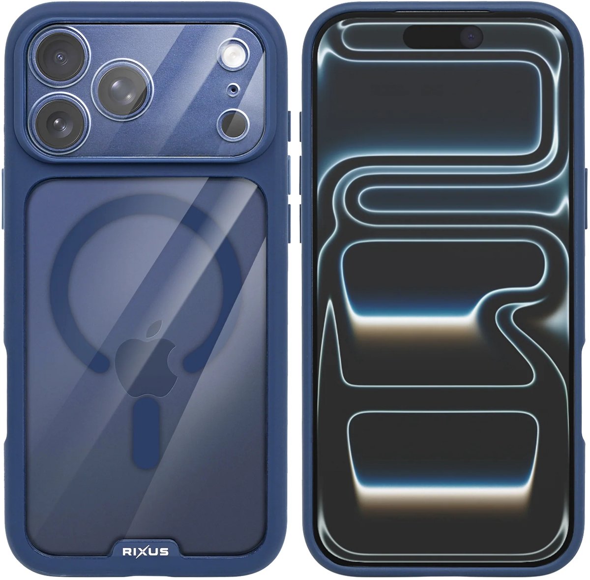 Rixus Crystal Amber Case For Apple iPhone 17 Pro Max Blue