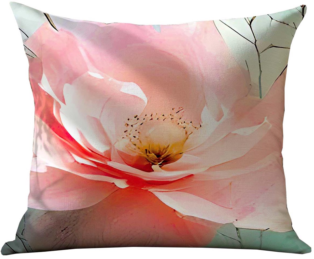 Darymex SATYNLOVE PREMIUM - Katoen Satijnen Kussensloop - 40x40 cm - Botanisch Plantenmotief - Digitale Druk - 100% Katoen - Met Blinde Rits