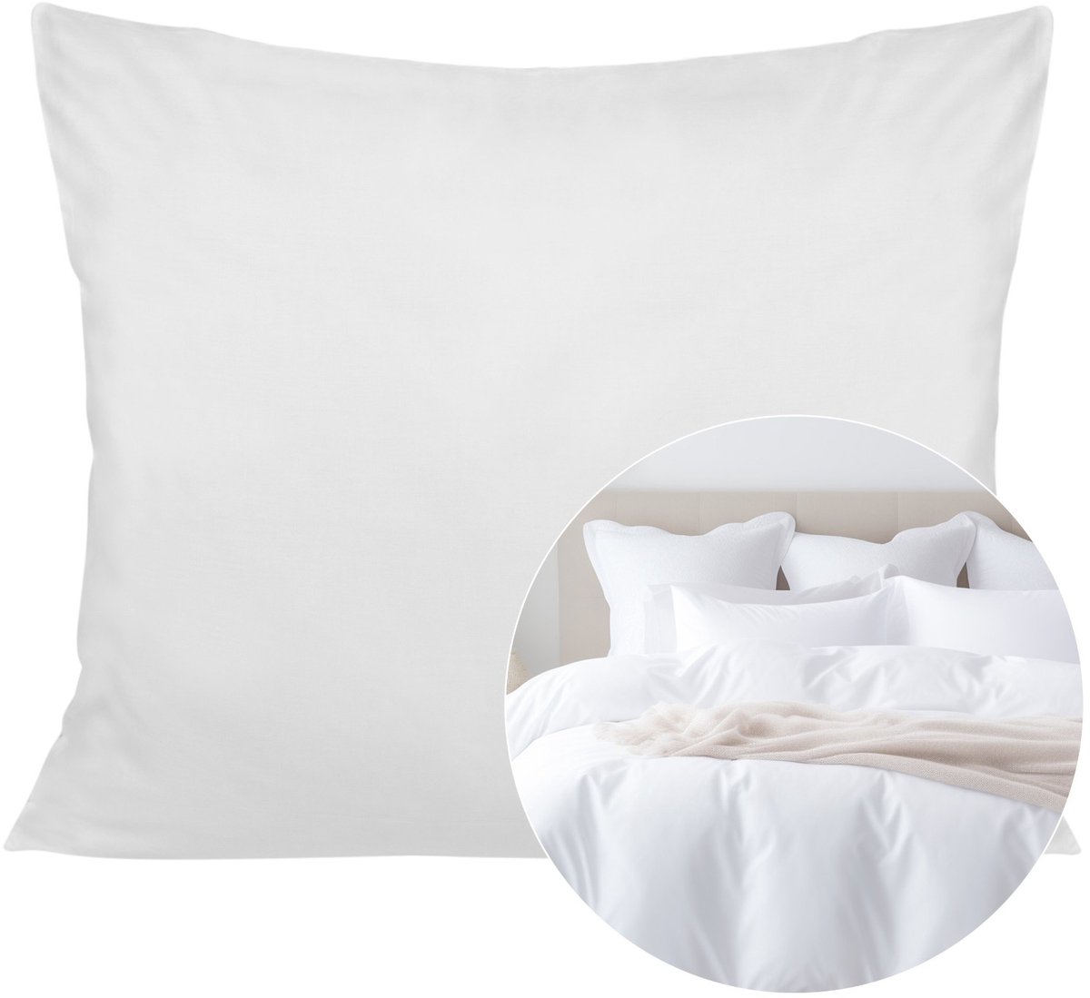 Darymex Kussensloop 40x60 cm - Wit - 100% Katoen-Satijn (110 g/m²) - Egaal - Met Verborgen Ritssluiting - OEKO-TEX® - Wasbaar op 60°C - 1 Stuk