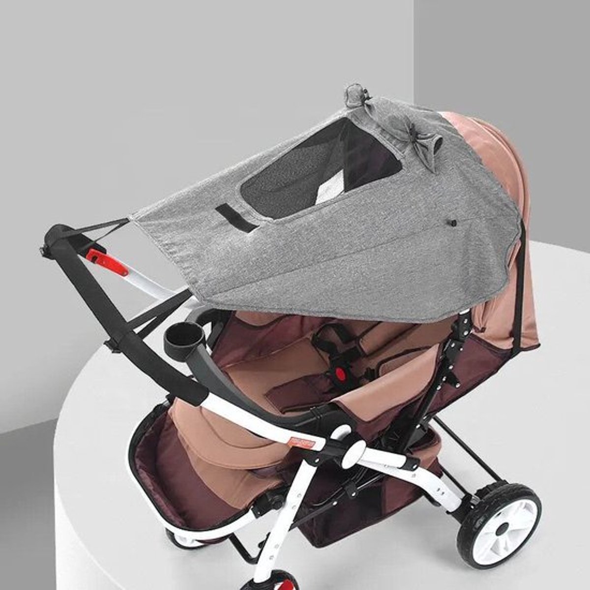 Zonnescherm auto baby - Zonnescherm - Zonnescherm kinderwagen - Zonnescherm met UV-bescherming - Regenhoes voor kinderwagen - 69*59 cm - Lichtgrijs - Stof