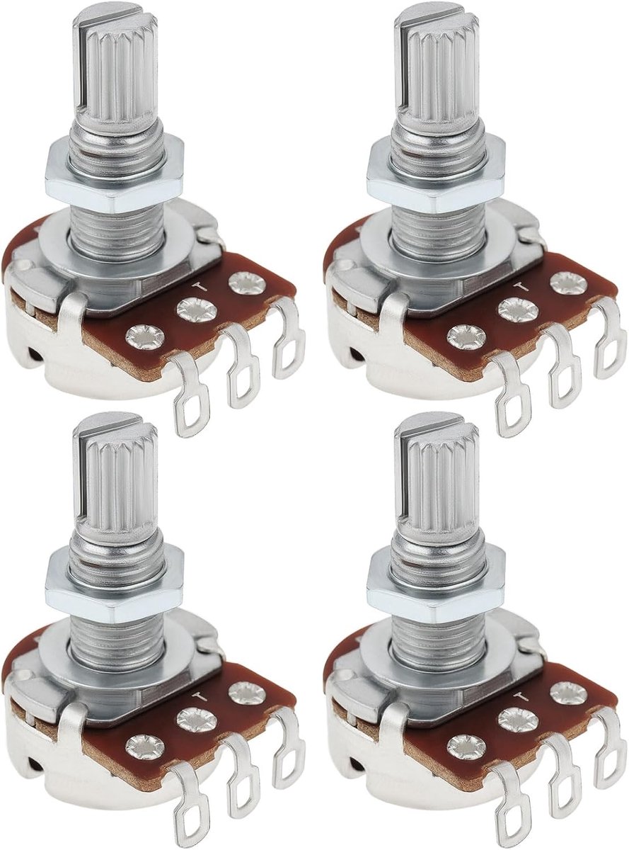 Guitar potentiometer B50K - 4 stuks 18mm lange split shaft - volume en toonregeling - ShopVlot