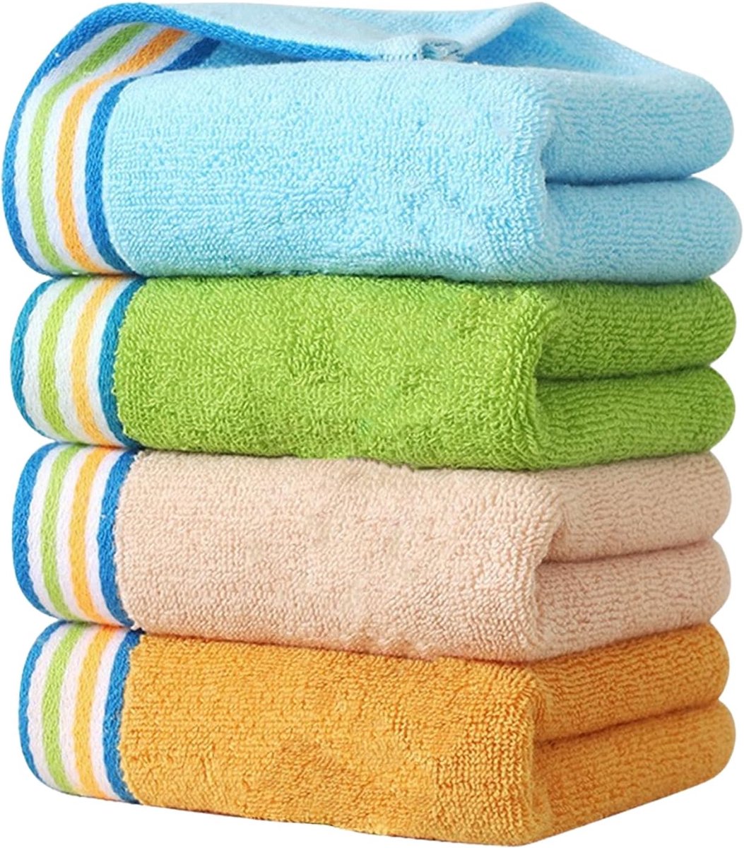 Pack of 4 Children's Towels, Small Towels, Towel Set, Cotton, Soft Bath Towels for Children, Baby Face Towels, 25 x 50 - ShopVlot